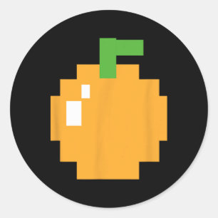 Adesivo Redondo Fantasia Laranja Pixelada de Videojogo dos Anos 80