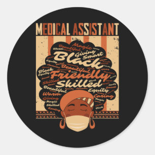 Adesivo Redondo Fantasia Médica de Istambul, Mulher Afro, Brisada