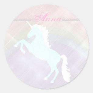 Adesivo Redondo fantasia unicórnio rosa e roxo
