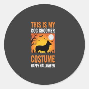 Adesivo Redondo Fantasias de Cabeleireiro Canino de Halloween Silh