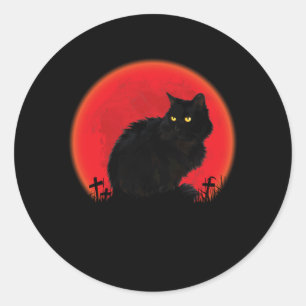 Adesivo Redondo Fantasias de Gato Bruxa para Halloween Gato Preto 