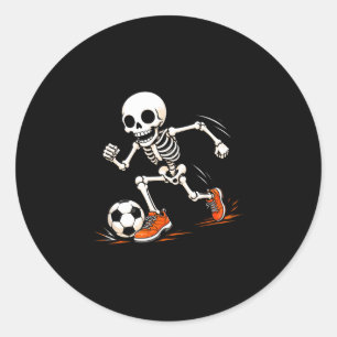 Adesivo Redondo Fantasias de Halloween de esqueleto de futebol par