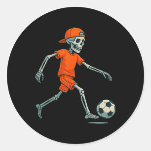 Adesivo Redondo Fantasias de Halloween de Futebol Esquelético Home