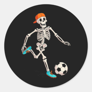 Adesivo Redondo Fantasias de Halloween de Futebol Esqueleto