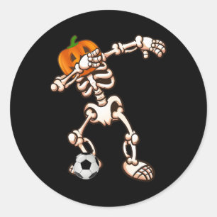 Adesivo Redondo Fantasias de Halloween de Futebol Esqueleto Abobor