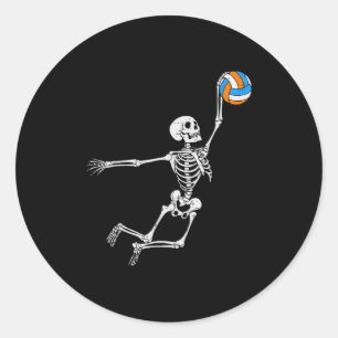 Adesivo Redondo Fantasias de Halloween de Volei Esqueleto para Men