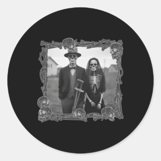 Adesivo Redondo Fantasias de Halloween Esqueleto Gothic Americano