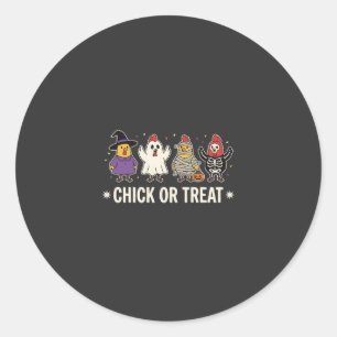 Adesivo Redondo Fantasias engraçadas de frango Chick or Treat para