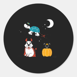 Adesivo Redondo Fantasias engraçadas de Halloween para animais de 