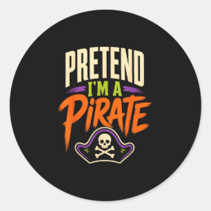 Adesivo Redondo Fantasias engraçadas de pirata no Halloween caveir