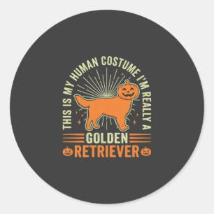 Adesivo Redondo Fantasias Humanas de Golden Retriever para Hallowe