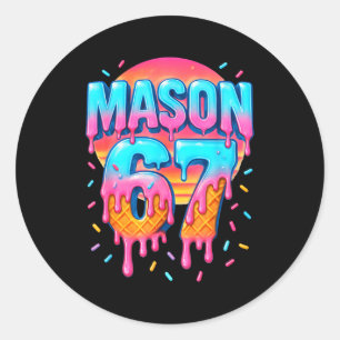 Adesivo Redondo Fantasias Mason 67 Sorvete Beisebol Gotejamento 6
