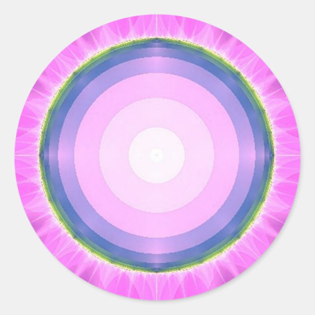 Adesivo Redondo Fantasias Rosa ~ Fractais (Frente)