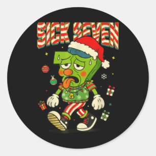 Adesivo Redondo Fantasias Sick Seven 67 Natal Engraçado Santa Home