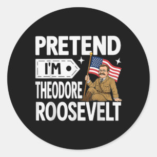 Adesivo Redondo Fantasie Fantasia Theodore Roosevelt Halloween