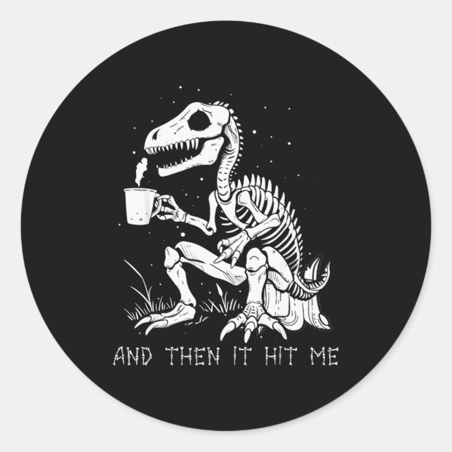 Adesivo Redondo Fantasioso Traje de Esqueleto de Dinossauro Gótico (Frente)