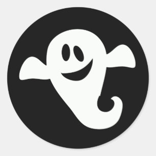 Adesivo Redondo Fantasma amigável o Dia das Bruxas