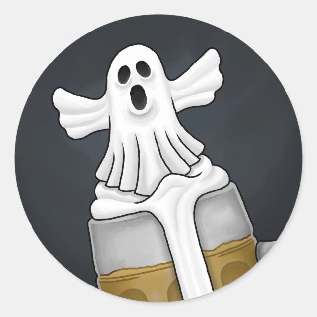 Adesivo Redondo Fantasma Assustador de Halloween (Frente)