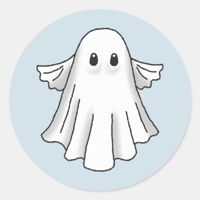 Adesivo Redondo Fantasma Assustador de Halloween (Frente)