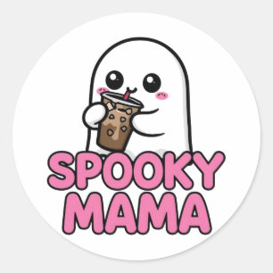 Adesivo Redondo Fantasma Boba Fofo - Spooky Mama Kawaii Halloween