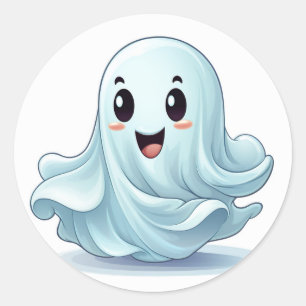 Adesivo Redondo Fantasma bonitinho do Halloween