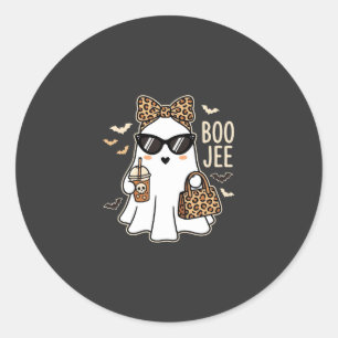 Adesivo Redondo Fantasma Bonito Boo Jee Design de Leopardo de Hall