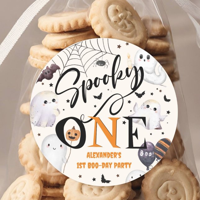 Adesivo Redondo Fantasma Bonito de Festa de primeiro aniversario d (Criador carregado)