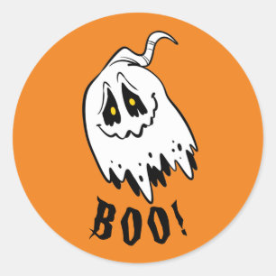Adesivo Redondo Fantasma bonito e personalizável Boo Halloween