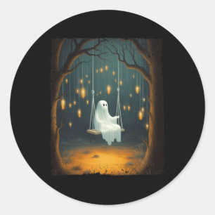 Adesivo Redondo Fantasma Bonito Em Um Dia de as Bruxas engraçado D