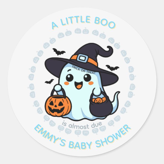 Adesivo Redondo Fantasma Bonito Halloween Doces ou (Frente)