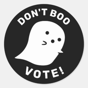 Adesivo Redondo Fantasma Bonito Não Boo, Vote!Vinheta