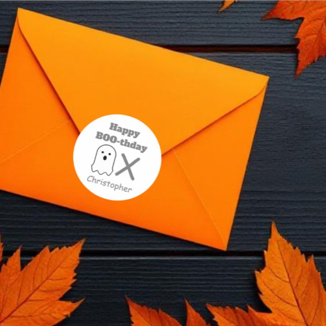 Adesivo Redondo Fantasma BOO-thday (Criador carregado)