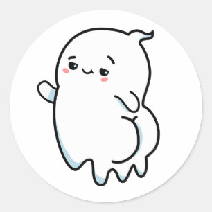Adesivo Redondo Fantasma Bootíclico Kawaii
