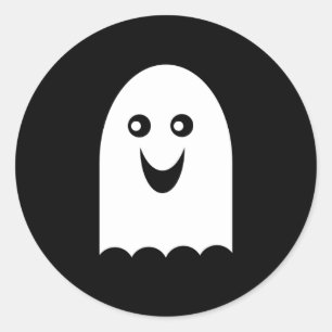 Adesivo Redondo Fantasma branco do Dia das Bruxas