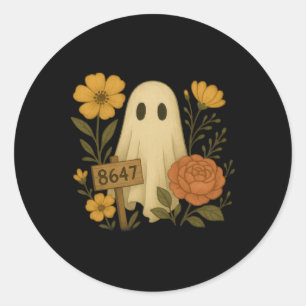 Adesivo Redondo Fantasma Com 8647 Sinal Sutil Anti-trump Floral Ha