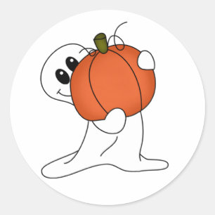 Adesivo Redondo Fantasma com Pumpkin Laranja