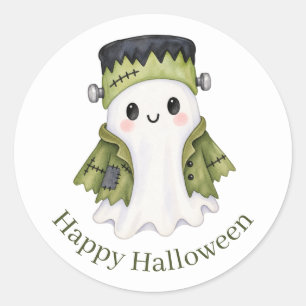 Adesivo Redondo Fantasma Cute Frankenstein Halloween Assustador