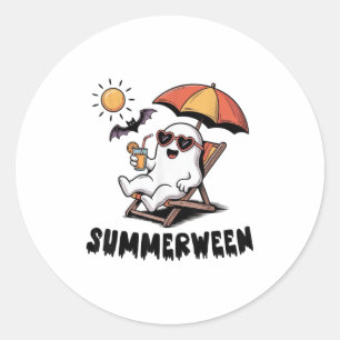 Adesivo Redondo Fantasma Cute Spooky Com Vibas De Verão