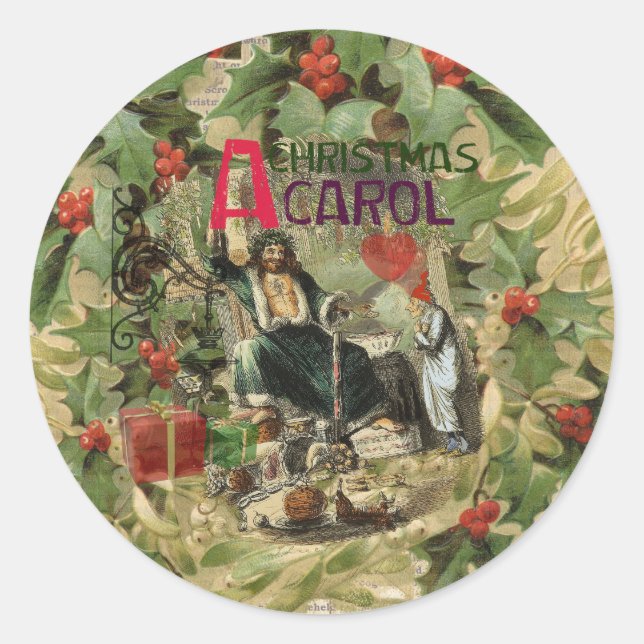 Adesivo Redondo Fantasma da Ilustração de Natal Presente (Frente)