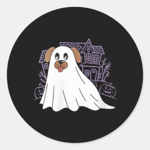 Adesivo Redondo Fantasma de Cachorro Feminino Cachorro Fofo Vestid