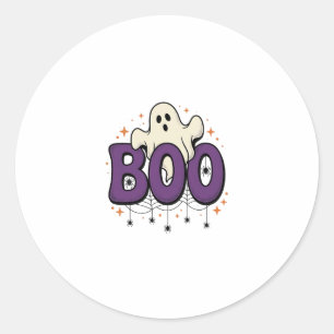 Adesivo Redondo Fantasma de Halloween Boo Aranha Engraçada Vintage