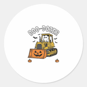 Adesivo Redondo Fantasma de Halloween Boo Dozer Bulldozer Engraçad