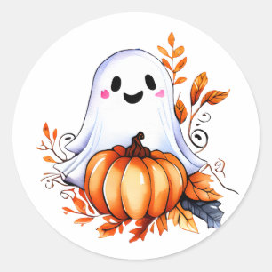 Adesivo Redondo Fantasma de Halloween Fofo