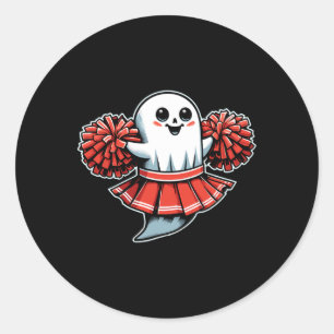 Adesivo Redondo Fantasma de líder de torcida no Halloween
