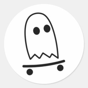 Adesivo Redondo Fantasma de Skateboard Lazy Halloween Diversão Ska