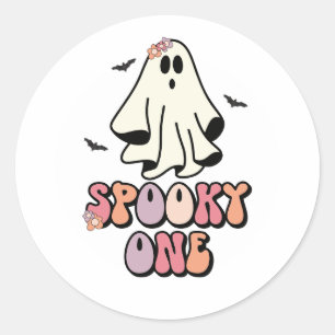 Adesivo Redondo Fantasma descolado de Halloween assustador Anivers