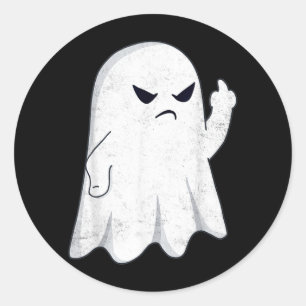 Adesivo Redondo Fantasma do Dedo do Meio Engraçado Fantasia de Hal