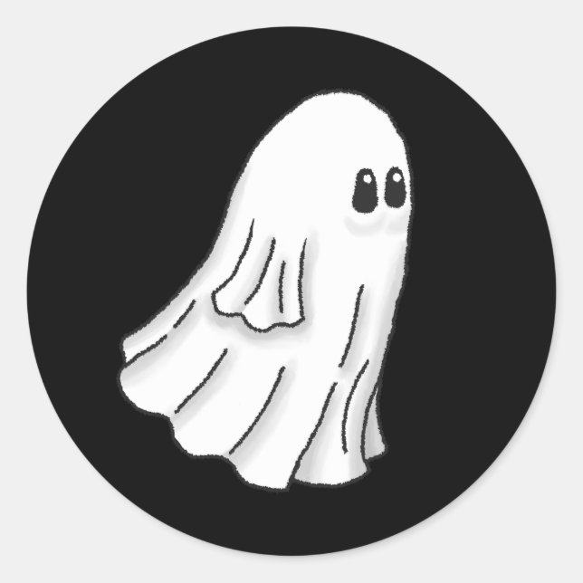 Adesivo Redondo Fantasma do Dia das Bruxas Spooky e Bonito (Frente)