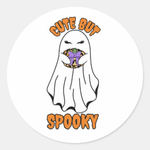 Adesivo Redondo Fantasma do Halloween bonito mas assustador segura