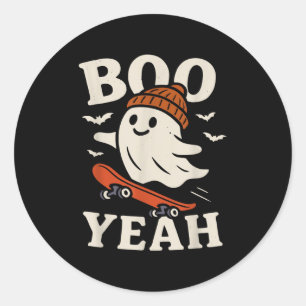 Adesivo Redondo Fantasma Engraçado De Beanie Skateboard Hallowee
